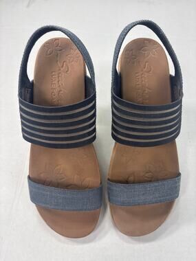 Skechers Beverlee-Smitten Kitten Navy Wedge Sandals